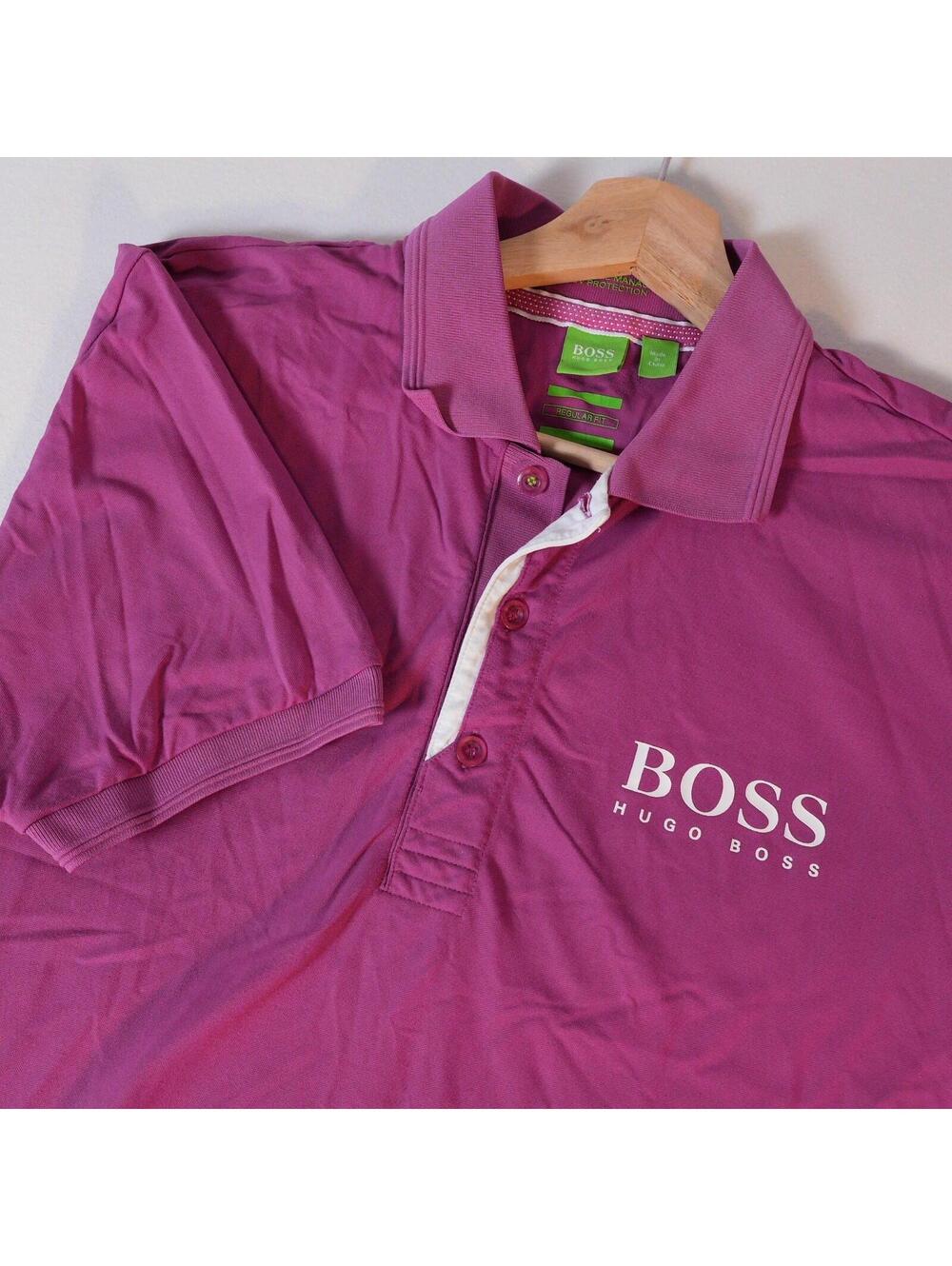 Hugo Boss Polo Shirt in Magenta with White Logo